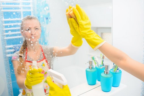 Deep cleaning supplies and tidy living space in Lambeth